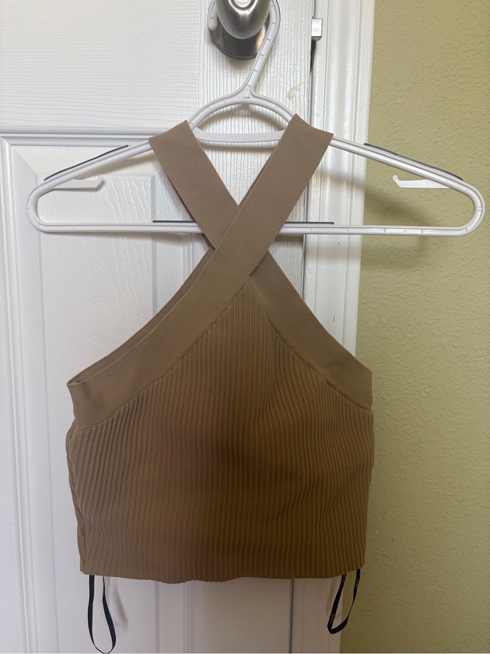 Forever 21 Ribbed Cross-Back Crop Top - Brown